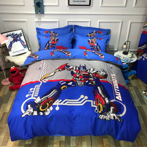 Cartoon bedding Childrens Optimus prime bed sheet duvet cover three-piece four-piece set cotton boy fitted sheet thickened