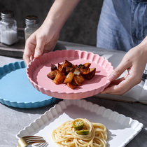 Nordic tableware round plate ceramic household dish rectangular cake pasta pizza dish Western steak plate