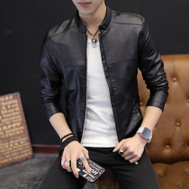 Leather jacket mens leather motorcycle handsome casual trend 2020 spring and autumn new mens leather jacket mature and stable