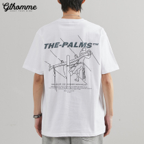 2022 Summer new mens round collar short sleeve trend T-shirt loose print tide card casual 100 lap half sleeves clothes