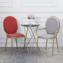 Nordic Minimalist Iron Art Casual Chair Coffee Lounge Suede Golden Dining Chair Wine Bedroom Dresser Table Single Chair