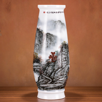 Original master hand-painted glazed under color vase Bogu frame swing piece delivery decoration book room Living room Flower insertion Xie Huitang for work