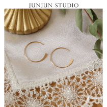 JUNJUN artisanal production of US imports 14k Note Gold minimalist lukewarm small earrings earrings 100 lap daily