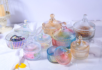  European-style transparent crystal glass candy jar with lid Fruit tray Storage jar Bowl Sugar jar Seasoning jar Ashtray jewelry box