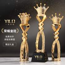 High-end Crown Resin Trophy Custom Creative Crystal Gold Plated New Man King Race Winner of the Award Kings Glory Award