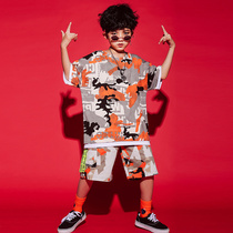 Childrens hip-hop performance tide clothes summer boys camouflage hip-hop T-shirt suit childrens hiphop jazz dance performance