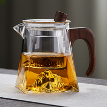 Home Glass Bubble Teapot High Temperature Resistant Cooking Teapot Wood Handle With Filter Tea Water Separation Flower Teapot Teapot