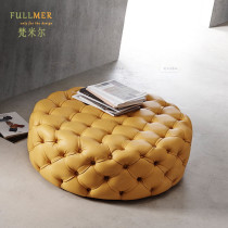 Nordic Leather Round Square shoe stool cloakroom stool designer light luxury sofa living room cowhide coffee table stool