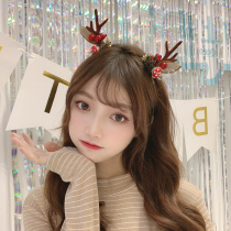 1 pair of antlers headdress hairpin top clip bangs Christmas hair racket photo clip Cute fawn hairpin female