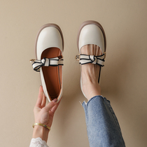 Inglées Rough Heel Light Leather Shoes Woman 2022 Springtime New Mary Rare Shoes With Butterfly Knot Womens Shoes