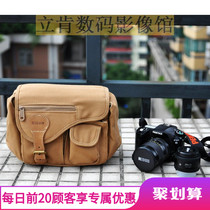 Nikon small vintage leather canvas shoulder SLR photo bag d3200d5200d7200d5500 hot sale