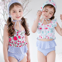 ins girl children swimsuit girl bikini strawberry Princess Korean cute split sunscreen small and medium child