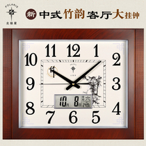 Polaris living room mute big wall clock perpetual calendar electronic clock simple modern Wall table square calendar quartz clock