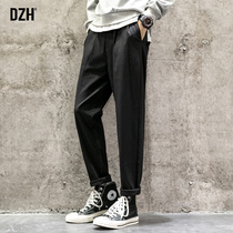 Mens casual pants mens spring and autumn mens pants black pants mens loose straight pants vertical pants pants pants trend Joker
