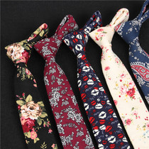 Korean version of fashion Joker flowers narrow version of nightclub tide groom personality college style tie Street men and women tide flowers