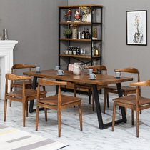Nordic dining table and chair combination Modern simple household retro Wrought iron coffee shop Restaurant dining table Small apartment dining table