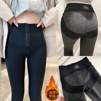 Punching pants in autumn and winter wear plumbing thickness and warm thin black and thin-beam shark skin yoga