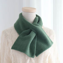 Autumn Winter Cross Little Scarves womens wool wool line 100 lap men warm and thin pure color Korean version Short knit neck guard neck