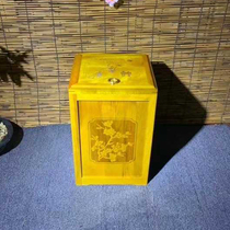 Jin Si Nan resources recycling bucket] trash can Solid wood log trash can carved environmental protection bucket