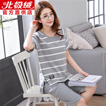 Sleepwear Lady Summer Pure Cotton Short Sleeve Seven Pants Fresh Student Korean Version Summer Lady Thin two suit Home Suits Home