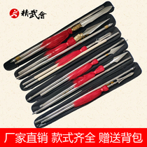 Folding tap All stainless steel red tassel gun barking gun Six Hop Red Cherry Gun Tai Chi Big Gun Long Gun Unopened Blade Delivery Bag