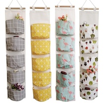   Bathroom storage hook bag fabric finishing bag Wall hanging storage bag Cute hanging pocket fabric plus 