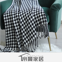 Boilerplate room Villa Sofa towels Brief about 100 hitchhiking Gig Blanket Blanket Blanket Black & White Knit Tapestry Blanket Bed Tailblanket