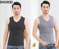 Shuke underwear 902-3 heating fiber thermal vest seamless double-sided brushed V-neck autumn and winter slim mens vest
