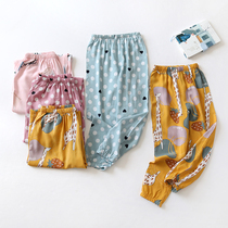 Cute Summer Miansilk Children Sleeping Pants CUHK Girl Home Pants Boy Artificial Cotton Anti-mosquito Pants Closed Bunch pants