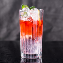 Sword-pattern straight-up cocktail glass thick glass long drinking cup Mogito Cup Colin Cup pattern golden soup cup