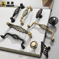 Mediterranean Black birdcage handle Nordic antique spiral handle Cabinet Wardrobe door Green bronze handle