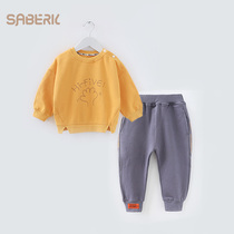 Small shell baby childrens clothing suit cotton spring autumn clothes mens baby coat girl sports two-piece set