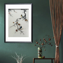 Artisan Su embroidery < double bird figure > Home Residence Decoration Hanging Painting Embroidery Genuine Silk