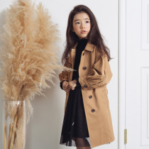 Girls trench coat coat 2019 new Korean version of childrens cotton long coat in the big children autumn spring and autumn coat