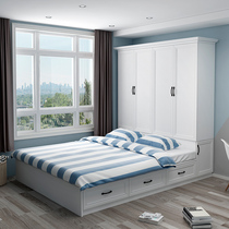 Yiyi non modern simple double bed plate type wardrobe bed tatami bed high Box storage bed single bed storage bed