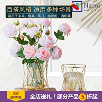 European-style light luxury glass vase ornaments Nordic living room flower arrangement simulation dry flower creative Candlestick table soft decorations