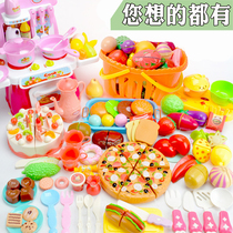 Cut fruit childrens toys girl vegetables cut music set Baby kitchen cook house pizza boy