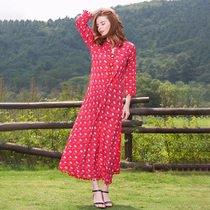 Indian Thai pure cotton clothing female national windy dress print inlaid lenses for long spring and summer (4 colour entry)