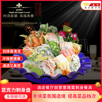 Acrylic features imitation glass Japanese and Korean cooking plate buffet table seafood sashimi ice plate