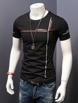 European station summer new short-sleeved t-shirt mens round neck trend slim mens half-sleeve t-shirt Korean version of cotton clothes