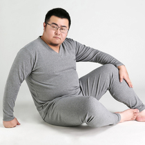 Autumn and winter plus size autumn clothes autumn pants mens thin cotton V-neck warm clothes fat base underwear set fat