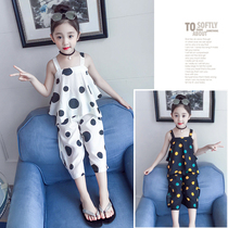 Girls Set Summer 2020 New Korean version of foreign style loose summer girls Childrens sling two-piece tide childrens clothing