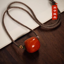 Swallow Zhen Pin Authority Appraisal] West Asia Old Beeswax Barrel Bead Jujube Bead Collarbone Chain Jujube Bead Handstring