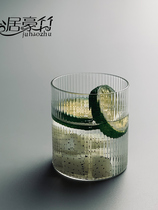 Glass ins wind teacup Transparent beer cup Japanese vertical pattern cup Female drinking cup Household juice coffee cup