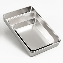 Stainless steel basin Rectangular household kitchen basin box with lid Large commercial square basin Flat-bottomed vegetable basin Dinner basin