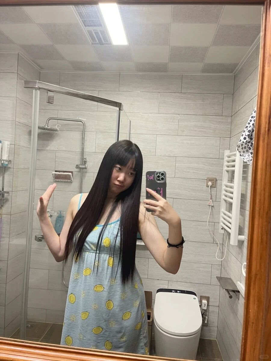 真我黑长直漫画齐刘海假发套 全真发整顶设计 自然隐形无痕贴合 长发飘逸顺滑