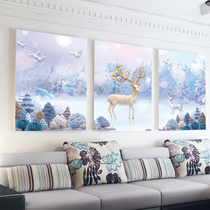 Diamond painting full of diamonds Fortune Elk point paste diamond 5d cross stitch diamond embroidery 2021 new living room European-style triptych