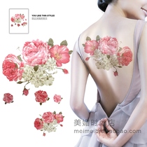 Waterproof Tattoo Sticker Female scar Mega Picture Fashion Peach Red Fresh And Tacky Big Vidtan Floral Back Sticker M