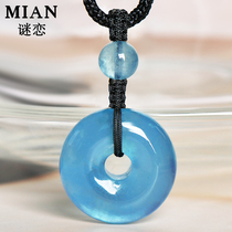 Mystery Natural Sea Blue Treasure Green buckle pendant female Ben life Necklace Pendant Sweater Chain Birthday Gift to Girl