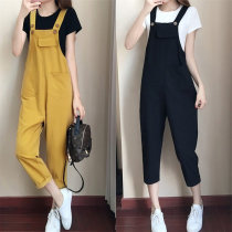 Casual fashion suit slightly fat loose thin two-piece set large size womens clothing 2020 new fat mm strap small pants